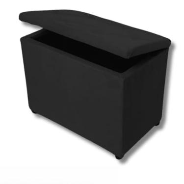 Imagem de Baú Retangular Banquinho Suede e Corino Decorativo Guarda Objetos Organizador Puff Pufe43×34×55cm(Preto Suede)
