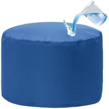 Imagem de Pufe Redondo Impermeável Puff Puff Sem Enchimento Saco De Feijão Interior Externo Pufe Armazenamento De Fezes Para Pés Otomano Para Acampamento De Jardim Praia, Sky Blue, D30cm-empty cover