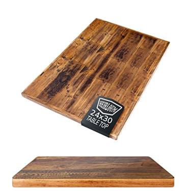 Imagem de HEIRLOUM Tampo de mesa de madeira recuperada – Peça de madeira maciça reciclada rústica perfeita para placas, tábuas de corte, balcões, cozinhas, jantares e tampos de mesa (tampo de mesa de tábua reta, 61 x 76 cm)