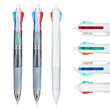 Imagem de M&G 3 canetas multicoloridas, caneta esferográfica colorida 4 em 1 de 0,5 mm, ponta fina, escrita suave, cores sortidas, acessórios de enfermeira para diário, trabalho, escola e escritório