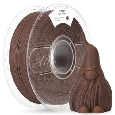 Imagem de AMOLEN Filamento PLA 1,75 mm, filamento de madeira para impressora 3D adiciona 15% de fibra de madeira real, nogueira preta fosca e filamento 3D fosco filamento PLA de 1,75 mm, filamento de impressão