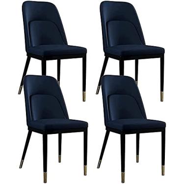 Imagem de Cadeira de jantar, cozinha, sala de jantar, móveis, cadeiras de jantar, conjunto de 4 cadeiras de jantar de couro PU, encosto alto, assento macio, retrô, cadeiras de sala de estar com estrutura de aço