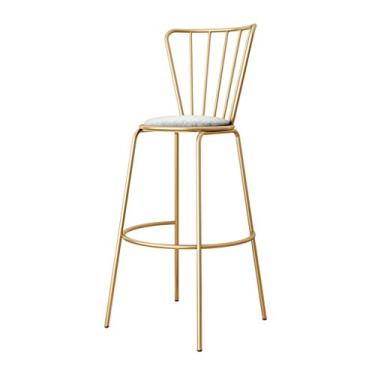 Imagem de Barstools Banco de bar nórdico moderno banco alto design oco cadeiras de jantar apoio para os pés contemporâneo com encosto bistrô pub café móveis de cozinha, altura do assento 65/75 cm