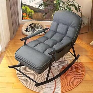 Imagem de FENOKD Cadeira de balanço moderna com conjunto de apoio para os pés reclinável traseira ajustável para sala de estar, pátio, varanda, poltrona estofada com estrutura de metal resistente para adultos