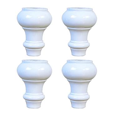 Imagem de ZJYWMM 4 peças de cabaça redonda de madeira pernas de mesa pernas de mesa pés de armário pernas de suporte para armários reclináveis mesa de centro otomana suporte de TV poltrona (12 cm/4,8 pol