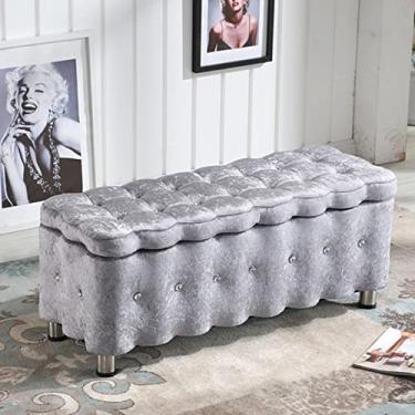 Imagem de Banqueta de armazenamento retangular com tampa articulada, banco de sofá para sala de estar, banco de quarto, cama, banco para sala de estar, banco para troca de sapatos/G/40 x 40 x 80 cm