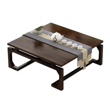 Imagem de Mesa de centro quadrada de madeira maciça, mesa de chá baixa vintage para sentar no chão, mesa de jantar mesa de altar mesa de estudo (80 cm)