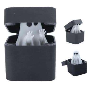 Imagem de Estatueta de fantasma – brinquedo de truque fantasma em uma caixa – lembrancinhas de mordaça de Halloween pequena estatueta colecionável para mesa de jantar, decoração de festa