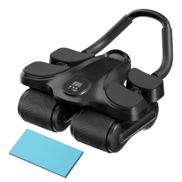 Imagem de Rolo abdominal de roda abdominal, suporte de cotovelo auto rebote com temporizador | Máquina de rolo de quatro rodas abdominais - para exercícios de fortalecimento muscular do núcleo, homens, mulheres