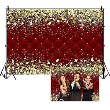 Imagem de TTQYFNM Fundo fotográfico de 2,7 x 1,8 m, bordô e dourado, diamantes com glitter dourado, lantejoulas, para aniversário, casamento, chá de panela, decoração de festa, banner, mesa de bolo, adereços de