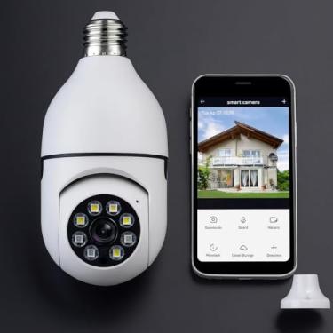 Imagem de Câmera Segurança IP Lâmpada WiFi Full HD 1080p com Visão Noturna Infravermelho 1080P, Bivolt, Detecção de Movimento, Áudio Bidirecional, Prova D'água Giratória visite nossa loja Leo Top Store