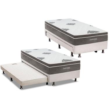 Imagem de Cama Box c/ Auxiliar Solteiro: Colchão Inovaflex Ensacadas Essential+Base CRC Corano White (88x188)