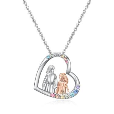 Imagem de Colar de irmãs com coração e irmã para irmãs grandes, Natal, aniversário, dia dos namorados, colares de amizade, Normal, Latão, Strass Sem Pedra Preciosa