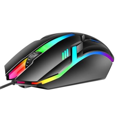 Imagem de Mouse para jogos com fio 1000 DPI iluminação RGB, 3 teclas para escritório, PC, laptop