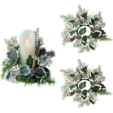 Imagem de 2 peças de guirlandas verdes de Natal, guirlandas de flores artificiais, guirlanda de pinheiro nevado, enfeites de Natal, guirlanda de Natal, decoração de mesa de casa de casamento