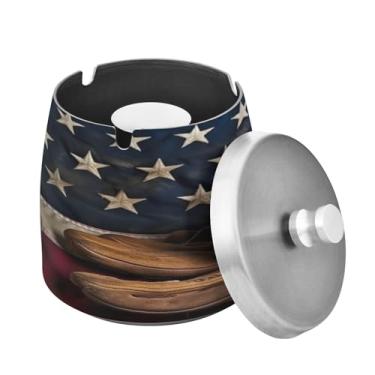 Imagem de Blueangle Cinzeiro de taco de beisebol vintage com tampa para cigarros, à prova de vento/chuva, aço inoxidável, sem fumaça, inodoro, cinzeiro para uso interno ou externo (366)