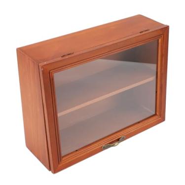 Imagem de AYNEFY Armário de Exibição de Mesa de Madeira, Organizador de Armazenamento de Madeira de 2 Camadas para Mini Figuras, Cosméticos Colecionáveis, Prateleira de Mesa Autônoma Com