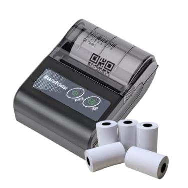 Imagem de Impressora Térmica Portátil Mini Bluetooth Kit Bobinas 58mm Super Premium