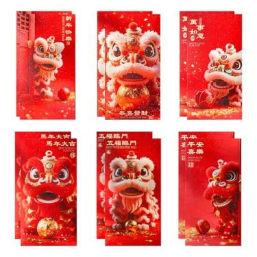 Imagem de Envelopes vermelhos de ano novo chinês, envelopes de dinheiro da sorte com 12 unidades, criatividade, cavalo, anos de sorte, significado de bênção (vermelho 05)