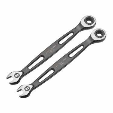 Imagem de HARFINGTON 2 chaves de catraca de 6 mm métrico 12 pontos CR-V eletroforese caixa dupla chave catraca aberta com 72 dentes 5° Swing ferramenta de grau industrial para reparo