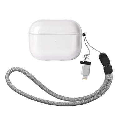 Imagem de KUWATA Capa para AirPods Pro 1, TPU macio de alta transparência e antiamarelamento, design antidescolamento para tampa superior, compatível com carregamento sem fio, vem com cordão e adaptador USB-C