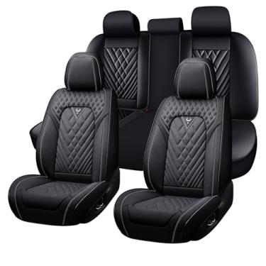 Imagem de Capa de assento de carro adequada para VW Tiguan 2009-2024, almofada de assento respirável e resistente ao desgaste, protetor de assento de carro de couro napa premium (conjunto completo, preto)