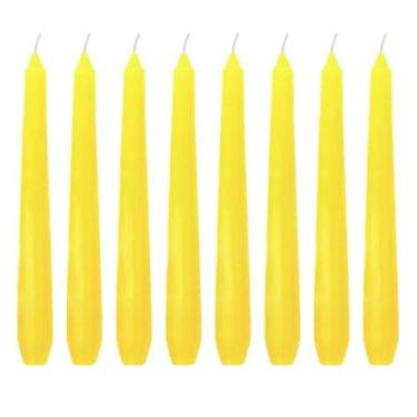 Imagem de Kit 10 Velas Castiçal Amarelo Lisa 20 Cm Castiçal Candelabro - Velitas