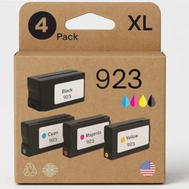 Imagem de AMAZINK Cartucho de tinta compatível com HP 923XL 923. Inclui cartuchos preto, ciano, magenta e amarelo. 923e Funciona com impressoras OfficeJet 8120, 8130, OfficeJet Pro 8135e, 8138e, 8122e. Pacote