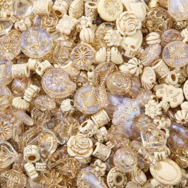 Imagem de CYEENUT Contas de acrílico vintage de 200 g para fabricação de pulseiras, contas de acrílico sortidas a granel para chaveiro, pulseiras, joias, artesanato de plástico DIY (tmj)