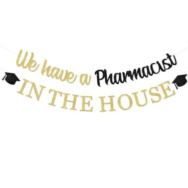 Imagem de kreat4joy Faixa We Have A Pharmacist in The House, faixa de decoração de formatura de farmácia DIY artesanato necessário papel glitter para farmacêutico PharmD médico escola formatura festa decoração