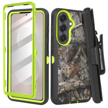 Imagem de Capa Thousand Gear compatível com Samsung Galaxy S26 Ultra com clipe de cinto e protetor de tela integrado, capa protetora robusta à prova de choque com suporte (amarelo camuflado)