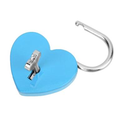 Imagem de AUNMAS Cadeado de Coração Com Chave 45x59mm Pequeno Cadeado de Metal para Caixa de Joias de Diário e Bagagem, Decorativo Em Formato de Coração para Crianças, Meninas, Acessórios de Viagem (Azul)