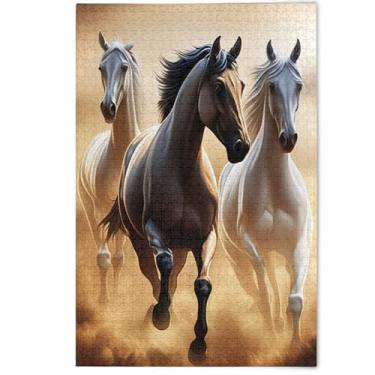 Imagem de Jigsaw Puzzles 1000 Pieces for Adults Black White Horses Cool Art White Elephant Gifts Funny Creative Jigsaw Puzzles Animal Print Artwork, 1000 Pieces, 29.5" x 19.7"