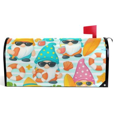 Imagem de TSENQUE Capas decorativas de caixa de correio magnéticas fofas de verão gnomos vinil caixa de correio envelopes de inverno decorações de caixa de correio para casa de fazenda ao ar livre tamanho