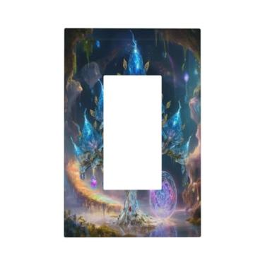 Imagem de Capa de interruptor de luz estilo de arte decorativa, padrão de árvore mágica, placa decorativa de tomada basculante de 1 gangue, compatível com GFCI, capa protetora de interruptor elétrico para