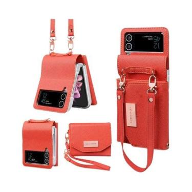 Imagem de Capa De Couro Para Samsung Galaxy Z Flip 4 3 5 6 7 Com Alça De Mão Da 