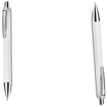 Imagem de Caneta Esferográfica Executiva em Alumínio Reciclável, Escrita Azul, Ponta Touch, Corpo Cilíndrico, Acabamento Fosco, Refil Parker, 14cm (Kit 2 Branco)