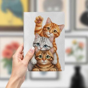 Imagem de Caderno de couro de gato, caderno A5 para anotações de escritório, agenda de 21 x 14,7 cm, agenda de viagem, presente para amantes de gatos 2