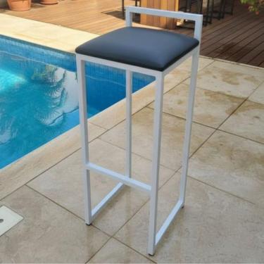Imagem de Banqueta Alta Bancada Bar Confortável Moderno Resistente Cor:Preto - L
