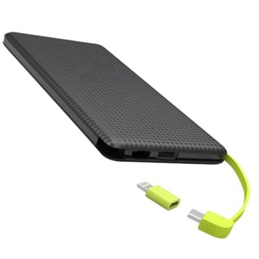 Imagem de ANJ.GG Power Bank com Cabo Integrado, USB Tipo C, para Smartphone, Preto, 10000mAh, Carregamento Rápido, Desligamento Automático, Bateria