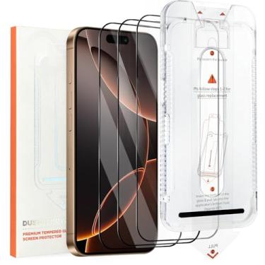 Imagem de Jngnpn Pacote com 3 protetores de tela para iPhone 16 Pro Max, alinhamento automático, película de vidro temperado premium, dureza 9H, livre de poeira, resistente a arranhões, livre de bolhas