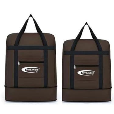 Imagem de Bolsa grande dobrável com zíper – Qualidade, elegante e multiuso – espaçosa, durável para viagens, Marrom