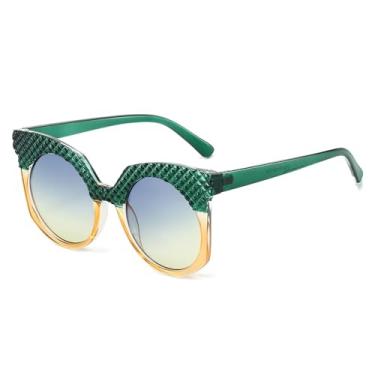 Imagem de Óculos de Sol UV400 - Tamanho Grande, Redondos, com Lentes Degradê em Cores Vibrantes, para Homens e Mulheres, Ideais para Esportes ao Ar Livre, Corrida e Ciclismo, Verde e Amarelo.