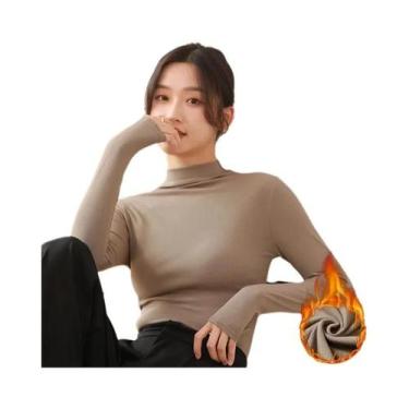 Imagem de Camisa Pullover Modal De Manga Longa Com Gola Alta Para Mulheres, Ajus