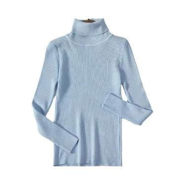 Imagem de Suéter Feminino De Gola Alta Em Cashmere Macio, Pulôver Básico De Tric