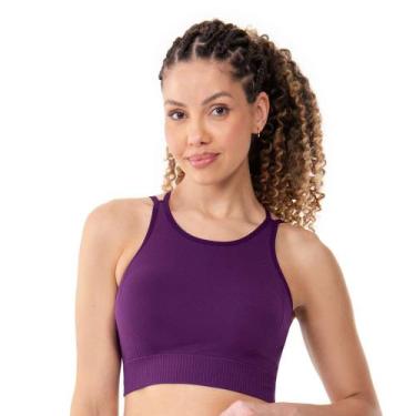 Imagem de Top Fitness Rib com bojo removível Jacquard Sem Costura Uva - Trend, P