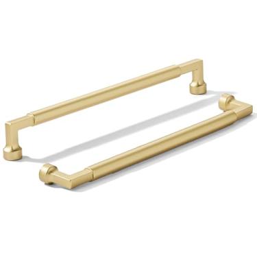 Imagem de khtumeware Pacote com 10 puxadores de armário de cozinha dourados escovados de 256 mm, puxadores de armário de cozinha para puxadores de gaveta de armário