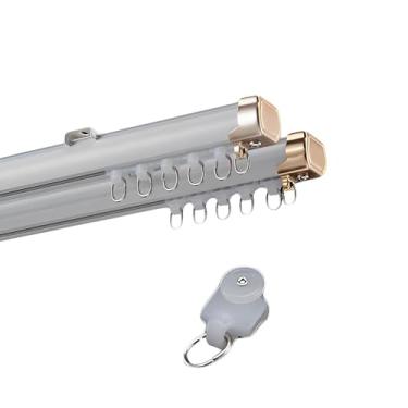 Imagem de Varão de cortina silencioso, sistema de trilho de cortina, trilho de teto hospitalar para cortinas, trilhos de cortina resistentes para divisória de quarto, sala de estar e quarto (cor: branco A