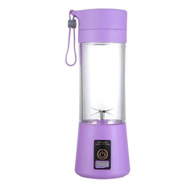 Imagem de Liquidificador Portátil USB Recarregável Mini Mixer Elétrico de Frutas com 6 Lâminas Inox para Sucos Detox, Garrafa Mixer Elétrica 380ml - Roxo