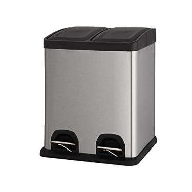 Imagem de pcagfaajmh Caixote de lixo duplo com tampa Baldes internos de plástico para quarto, cozinha, sala de artesanato, escritório